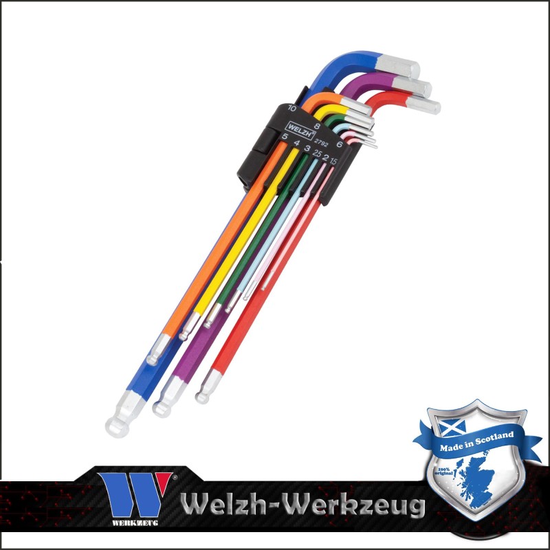 Imbuszkulcs klt. extra hosszú, gömbv. 1.5 - 10 mm - 9 r.- Welzh (2792-WW)