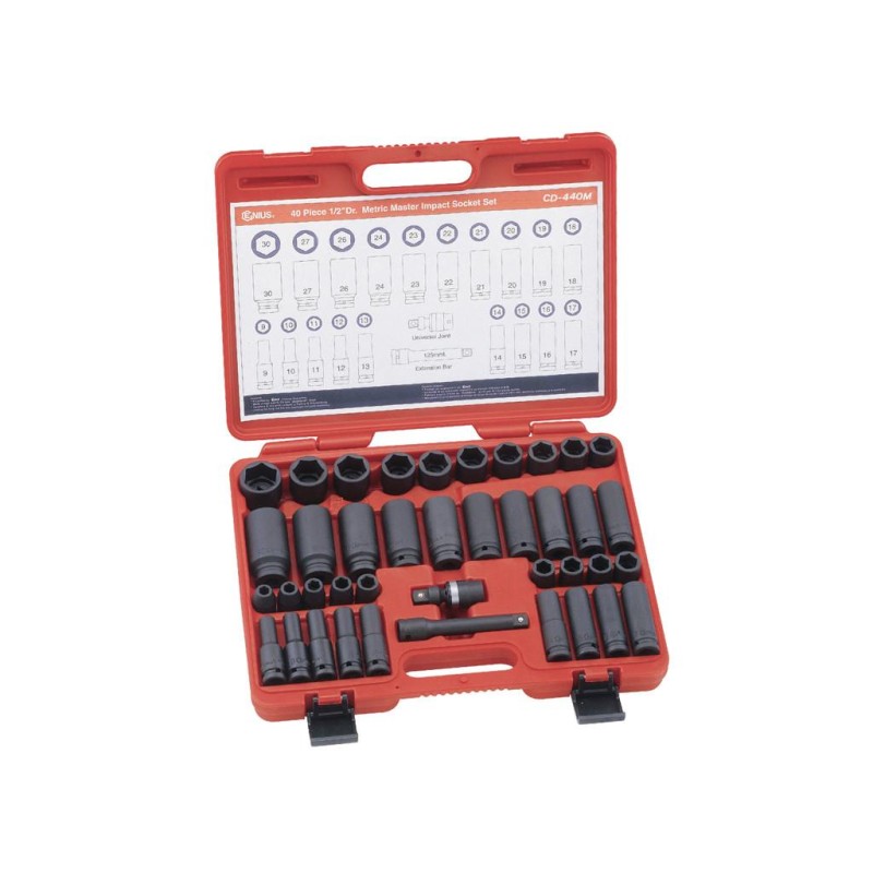 Légkulcsfej klt. 1/2" 40 db rövid-hosszú Genius (CD-440M) Légkulcsfej klt. 1/2" 40 db rövid-hosszú Genius (CD-440M)