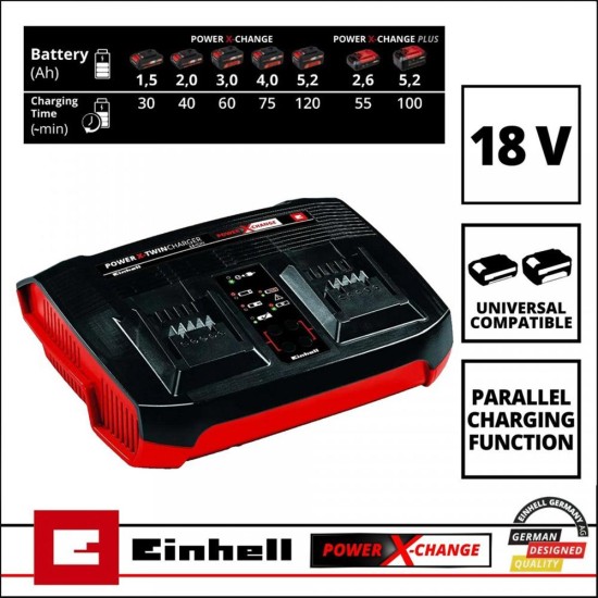 Akkumulátor töltő - 2x18V Power-X-TwinCharger 3 A Li-ion - Einhell (4512069)