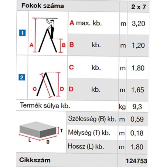 Alu lépcsőfokos sokcélú állólétra 2 x 7 Fokos - STABILO- (124753)