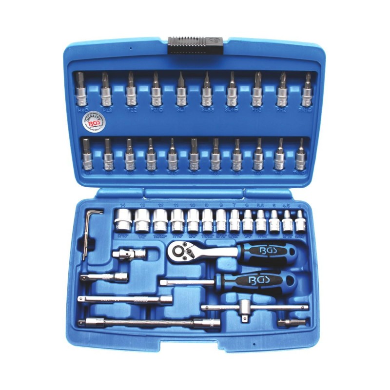Dugókulcs készlet, 1/4", 46 részes (BGS-2145)