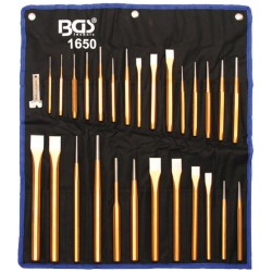 Véső, kiütő, pontozó készlet 28 részes (BGS-1650) Véső, kiütő, pontozó készlet 28 részes (BGS-1650)