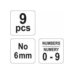 YATO Számbeütő készlet 6mm 9 részes (YT-6854) YATO Számbeütő készlet 6mm 9 részes (YT-6854)