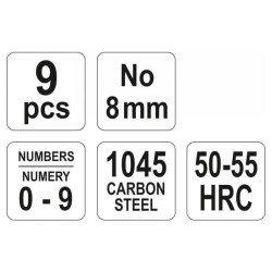YATO Számbeütő készlet 8mm 9 részes (YT-6855)
