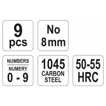 YATO Számbeütő készlet 8mm 9 részes (YT-6855)