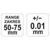 YATO Mikrométer 50-75 mm +/-0,01 mm mechanikus (YT-72302) YATO Mikrométer 50-75 mm +/-0,01 mm mechanikus (YT-72302)