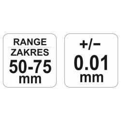 YATO Mikrométer 50-75 mm +/-0,01 mm mechanikus (YT-72302) YATO Mikrométer 50-75 mm +/-0,01 mm mechanikus (YT-72302)