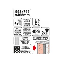 YATO Üres szerszámkocsi 6 fiókos (YT-0902)