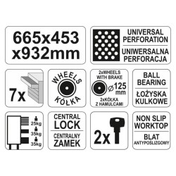 YATO Üres szerszámkocsi 7 fiókos (YT-09000) YATO Üres szerszámkocsi 7 fiókos (YT-09000)