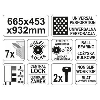 YATO Üres szerszámkocsi 7 fiókos (YT-09000) YATO Üres szerszámkocsi 7 fiókos (YT-09000)