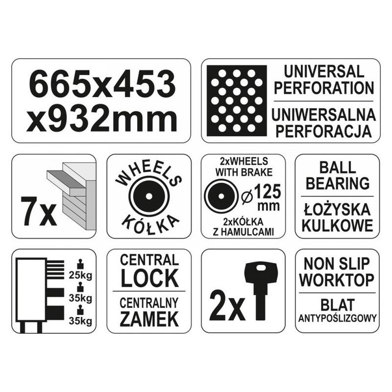 YATO Üres szerszámkocsi 7 fiókos (YT-09000) YATO Üres szerszámkocsi 7 fiókos (YT-09000)