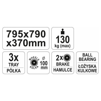 YATO Szerszámkocsi tálcás (YT-55210) YATO Szerszámkocsi tálcás (YT-55210)