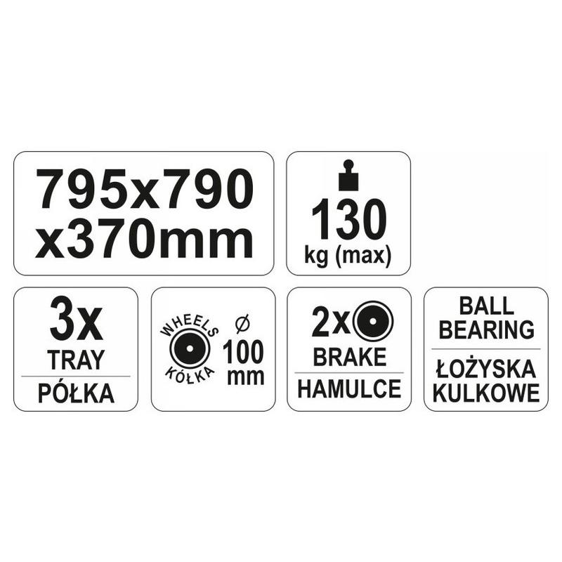 YATO Szerszámkocsi tálcás (YT-55210) YATO Szerszámkocsi tálcás (YT-55210)