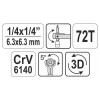 YATO Racsnis hajtószár 1/4' 72T 115 mm forgó fejes CrV (YT-03311) YATO Racsnis hajtószár 1/4' 72T 115 mm forgó fejes CrV (YT-03311)