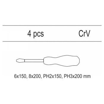 YATO Csavarhúzó készlet 4 részes üthető (fiókbetét) (YT-55469)
