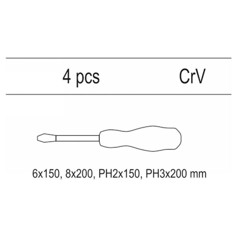YATO Csavarhúzó készlet 4 részes üthető (fiókbetét) (YT-55469)