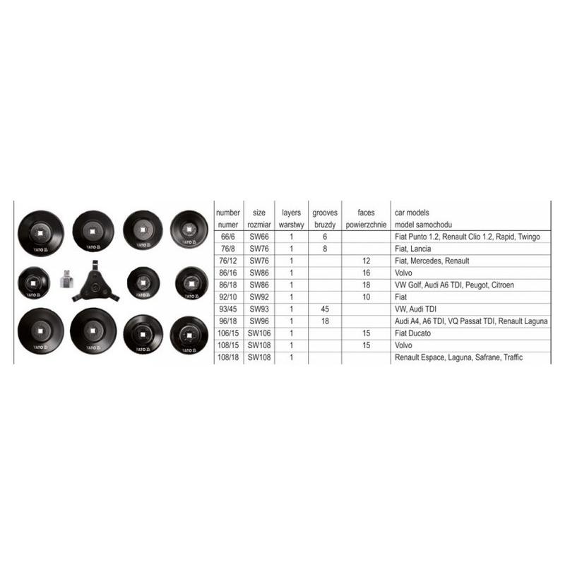 YATO Olajszűrő leszedő készlet 13 részes 3/8' (YT-0594) YATO Olajszűrő leszedő készlet 13 részes 3/8' (YT-0594)