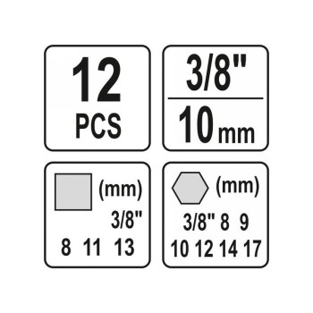 YATO Olajleeresztő kulcs készlet 12 részes 8-13 mm, 8-17 mm 3/8' (YT-0600) YATO Olajleeresztő kulcs készlet 12 részes 8-13 mm, 8-17 mm 3/8' (YT-0600)