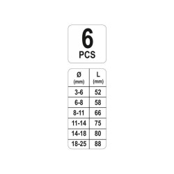 YATO Törtcsavar kiszedő készlet 6 részes M3-M25 (YT-0590) YATO Törtcsavar kiszedő készlet 6 részes M3-M25 (YT-0590)