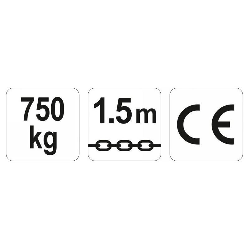 YATO 750 kg-os karos láncos emelő 1,5 méteres lánccal (YT-58962) YATO 750 kg-os karos láncos emelő 1,5 méteres lánccal (YT-58962)