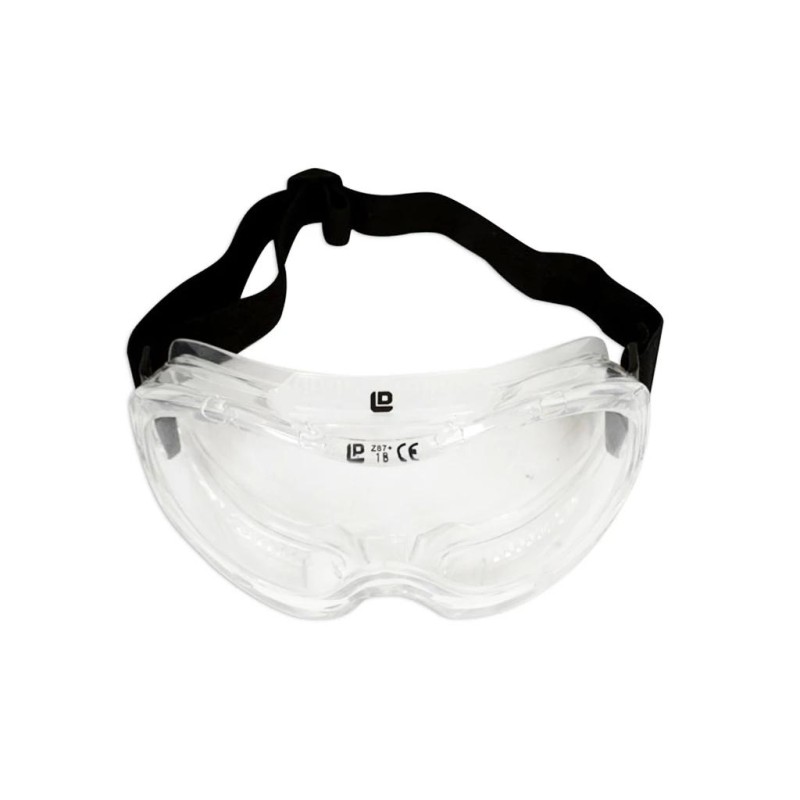 Védőszemüveg - víztiszta, széles látószögű gumi pántos EN166 - Laser (LAS-4394)