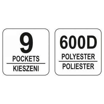YATO Szerszámtáska csővázas 9 zsebes (YT-74371) YATO Szerszámtáska csővázas 9 zsebes (YT-74371)