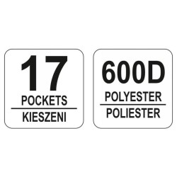 YATO YT-74372 csővázas szerszámtáska 17 zsebbel, 600D poliészter YATO YT-74372 csővázas szerszámtáska 17 zsebbel, 600D poliészter