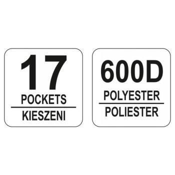 YATO YT-74372 csővázas szerszámtáska 17 zsebbel, 600D poliészter