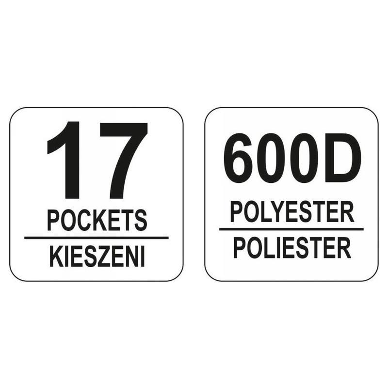 YATO YT-74372 csővázas szerszámtáska 17 zsebbel, 600D poliészter
