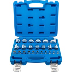Dugókulcskészlet, hatszögletű , 6,3 mm (1/4'), 12,5 mm (1/2') , coll méret , 23 darabos (BGS-2246)
