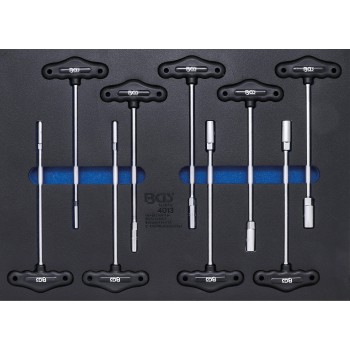 Műhelykocsi-betét 3/3: T-fogantyús dugókulcskészlet , 9 darabos (BGS-4013)