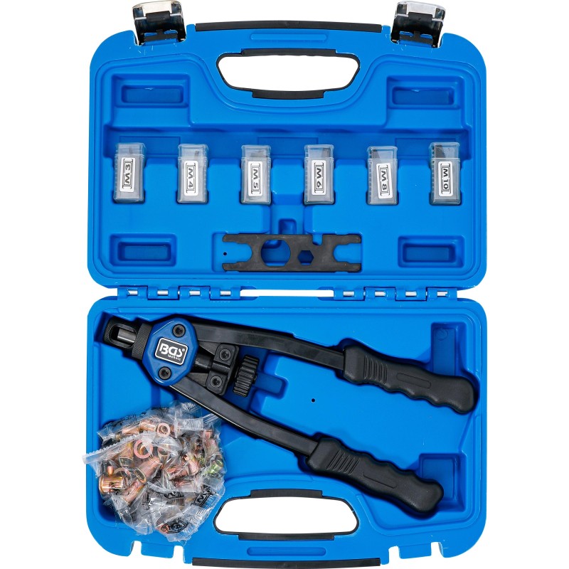 BGS-408 szegecsanya-fogó készlet M3-M10 68 darabos alumínium acél