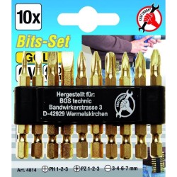 Behajtófej készlet , 'Gold' , külső hatszögletű kulcsnyílású hajtás 6,3 mm (1/4') , 10 darabos (BGS-4814)