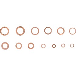 Tömítőgyűrű-készlet , Vörösréz , metrikus , Olajleeresztő csavarok , 75 darabos (BGS-8132) Tömítőgyűrű-készlet , Vörösréz , metrikus , Olajleeresztő csavarok , 75 darabos (BGS-8132)