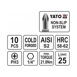 YATO Bithegy PH3 x 25 mm (10 db/cs) (YT-0476)