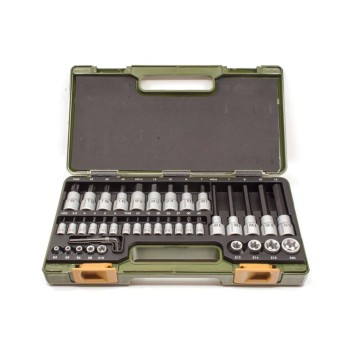 Rátűzőkulcs - crowa+bit klt. 1/4-1/2" imb.+TX+TTX+E-Torx 41 részes (23.290)