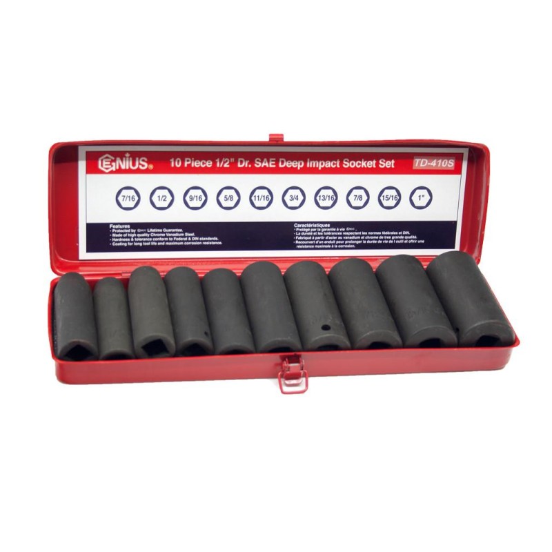 Légkulcsfej klt. 1/2" 10 db 7/16"-1" COLOS hosszú Genius (TD-410S) Légkulcsfej klt. 1/2" 10 db 7/16"-1" COLOS hosszú Genius (TD-410S)