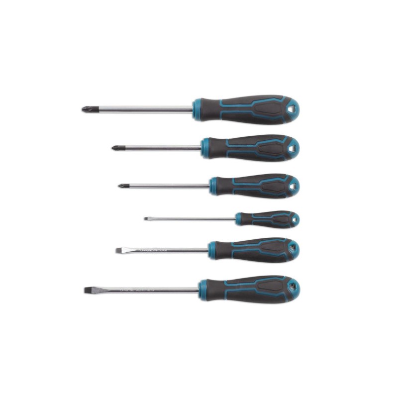 Csavarhúzó készlet - 6 részes - Lapos:3-5-6 + Pz1-2-3 - Laser (LAS-7613) Csavarhúzó készlet - 6 részes - Lapos:3-5-6 + Pz1-2-3 - Laser (LAS-7613)