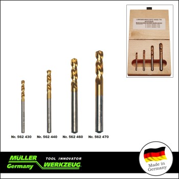 Csigafúró klt. - BALOS - HSS-E Titán 4 db-os 3.0-7.0 mm - Müller (MLR-562 400) Csigafúró klt. - BALOS - HSS-E Titán 4 db-os 3.0-7.0 mm - Müller (MLR-562 400)