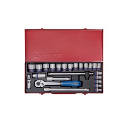 Dugókulcs klt. 1/2" 24 db-os 10-32 mm, 12 szögű KingT. (4028MR)