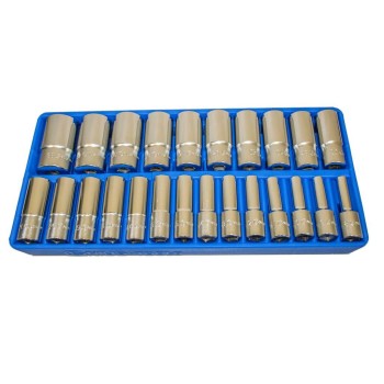 Tálcás Genius dugókulcs klt. 6 lapú hosszú 1/2" 24 db-os - 1/3 (DS-424M)