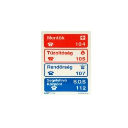 Tábla utánvilágítós öntapadós Segélyhívó telefonszámok 150x200 UV200 ( TT023 ) Tábla utánvilágítós öntapadós Segélyhívó telefonszámok 150x200 UV200 ( TT023 )