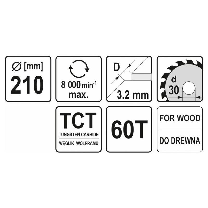 YATO Fűrésztárcsa fához 210 x 30 x 2,2 mm / 60T (YT-6068)