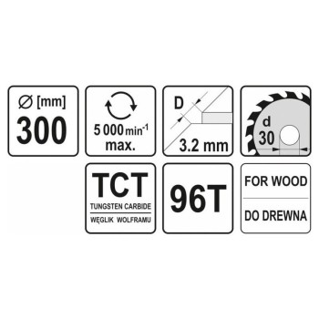 YATO Fűrésztárcsa fához 300 x 30 x 2,0 mm / 96T (YT-6078) YATO Fűrésztárcsa fához 300 x 30 x 2,0 mm / 96T (YT-6078)