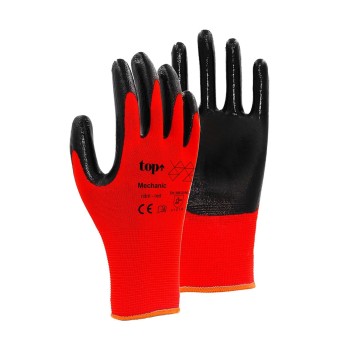 Kesztyű - szerelőkesztyű - Nitril piros M-es 8-as(PT-MECH-NITRIL-RED-8)