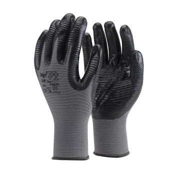 Kesztyű - szerelőkesztyű - szürke Nitril mártott bordáz teny 11/XXL(PT-LINE-XXL)