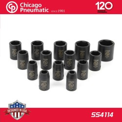 Légkulcsfej klt. 1/2" 14 db 10-27 mm metrikus normál 6 l. - Chicago (SS4114)