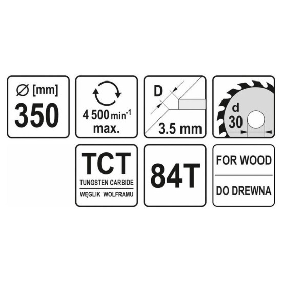 YATO Fűrésztárcsa fához 350 x 30 x 2,5 mm / 84T (YT-6083) YATO Fűrésztárcsa fához 350 x 30 x 2,5 mm / 84T (YT-6083)