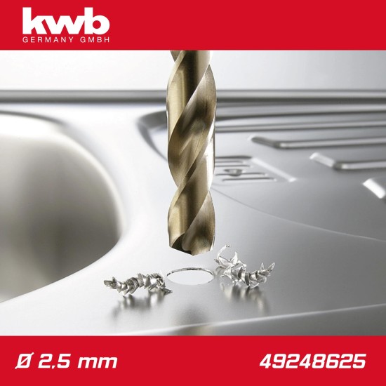 Csigafúró 2,5 mm HSS-G Co5 DIN 338 Twist, profi - KWB (49248625)