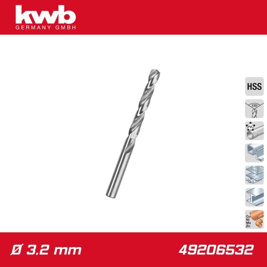 Csigafúró 3,2 mm HSS-G DIN 338 Silver Star, profi - KWB (49206532)